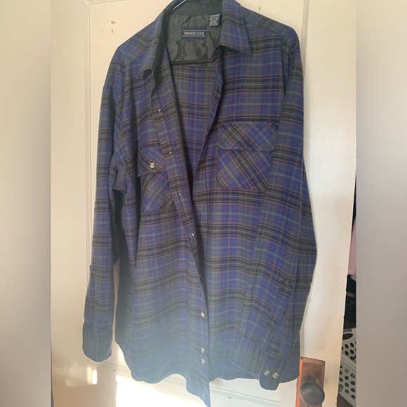 Private Club Other - Private Club blue plaid flannel shirt